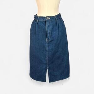 Vintage High-Waisted Denim Skirt with Front Slit